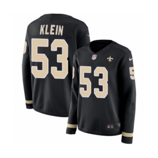 Women's Nike New Orleans Saints #53 A.J. Klein Limited Black Therma Long Sleeve NFL Jersey - Ujersey