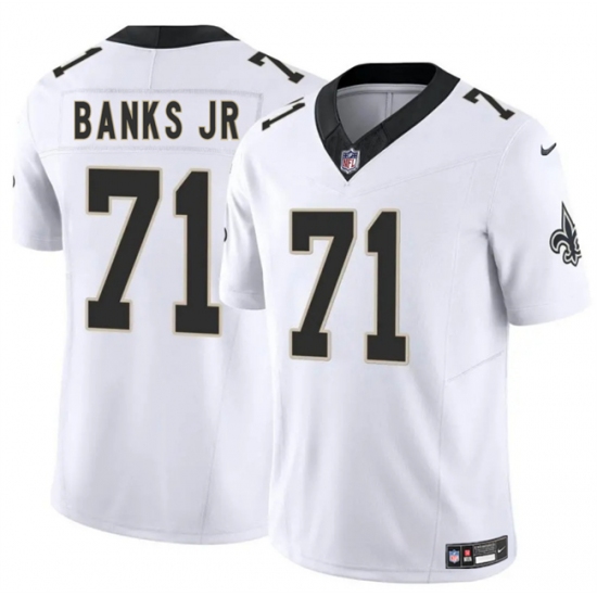 Men's New Orleans Saints #71 Kelvin Banks Jr White 2025 Draft F.U.S.E. Vapor Limited Football Stitched Jersey - Ujersey