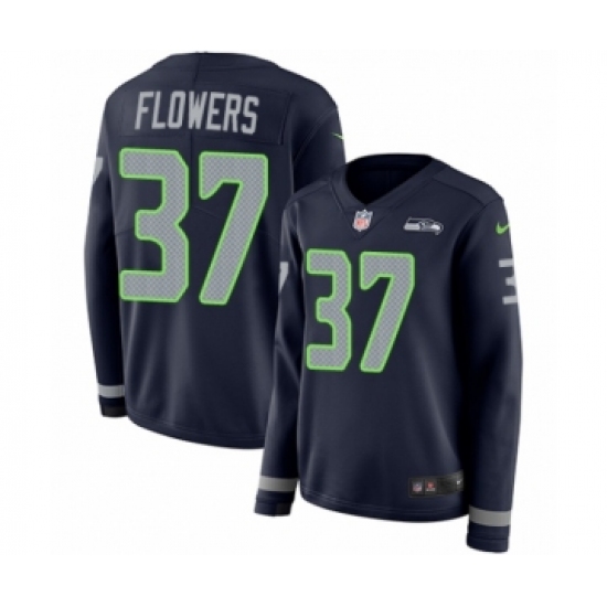 Women's Nike Seattle Seahawks #37 Tre Flowers Limited Navy Blue Therma Long Sleeve NFL Jersey - Ujersey