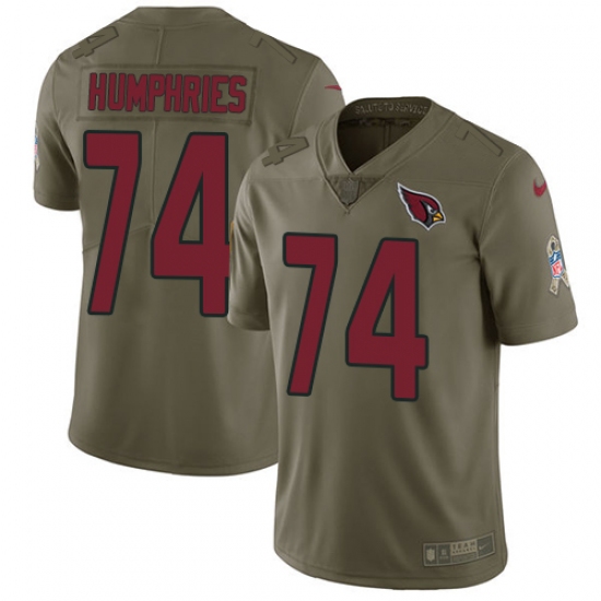 Youth Nike Arizona Cardinals #74 D.J. Humphries Limited Olive 2017 Salute to Service NFL Jersey - Ujersey