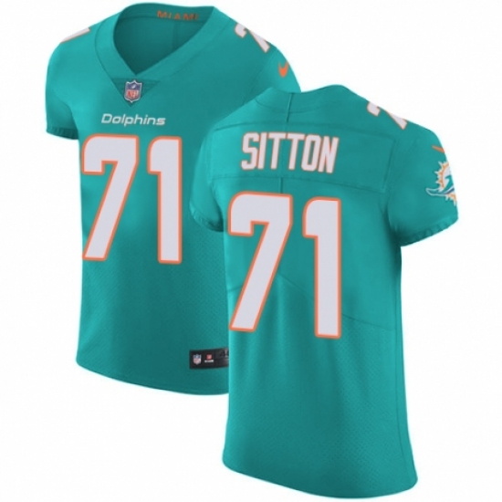 Men's Nike Miami Dolphins #71 Josh Sitton Aqua Green Team Color Vapor Untouchable Elite Player NFL Jersey - Ujersey