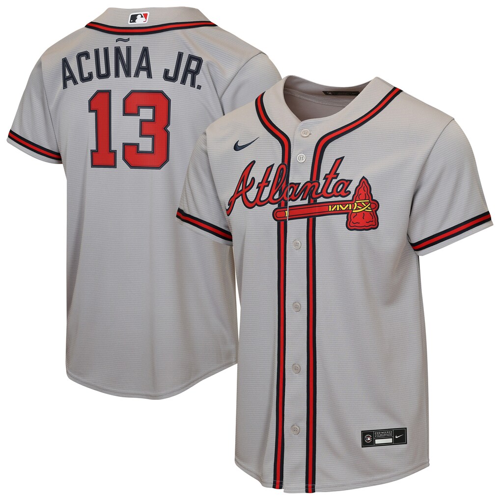 Youth Atlanta Braves Ronald Acuña Jr. Nike Gray Road Replica Jersey - Ujersey