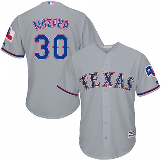Men's Majestic Texas Rangers #30 Nomar Mazara Replica Grey Road Cool Base MLB Jersey - Ujersey