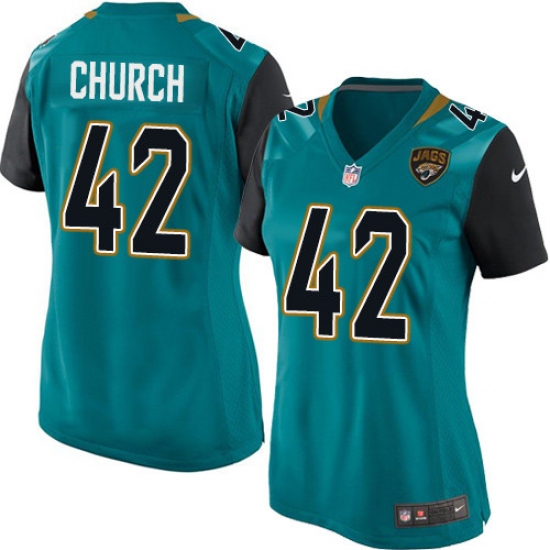 Women's Nike Jacksonville Jaguars #42 Barry Church Game Teal Green Team Color NFL Jersey - Ujersey
