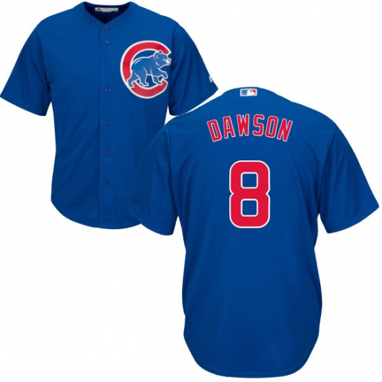 Youth Majestic Chicago Cubs #8 Andre Dawson Authentic Royal Blue Alternate Cool Base MLB Jersey - Ujersey