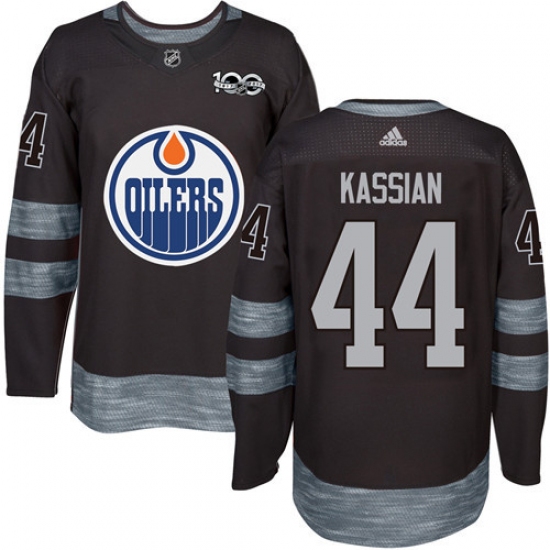 Men's Adidas Edmonton Oilers #44 Zack Kassian Authentic Black 1917-2017 100th Anniversary NHL Jersey - Ujersey