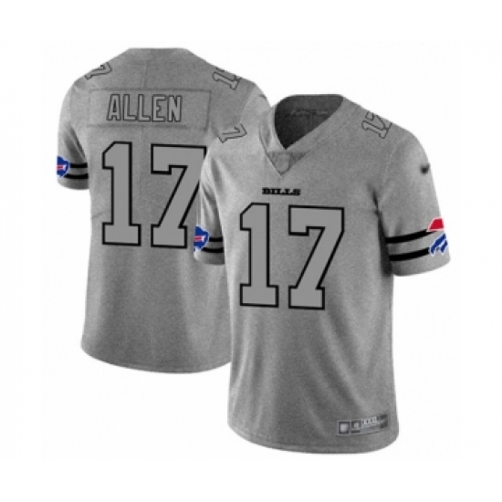 Men's Buffalo Bills #17 Josh Allen Limited Gray Team Logo Gridiron Football Jersey - Ujersey