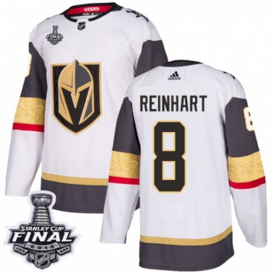 Youth Adidas Vegas Golden Knights #8 Griffin Reinhart Authentic White Away 2018 Stanley Cup Final NHL Jersey - Ujersey
