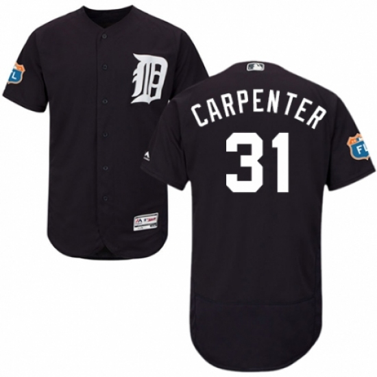 Men's Majestic Detroit Tigers #31 Ryan Carpenter Navy Blue Alternate Flex Base Authentic Collection MLB Jersey - Ujersey