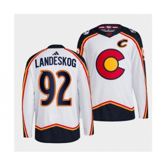 Men's Colorado Avalanche #92 Gabriel Landeskog White 2022-23 Reverse Retro Stitched Jersey - Ujersey