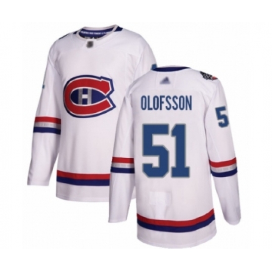 Men's Montreal Canadiens #51 Gustav Olofsson Authentic White 2017 100 Classic Hockey Jersey - Ujersey
