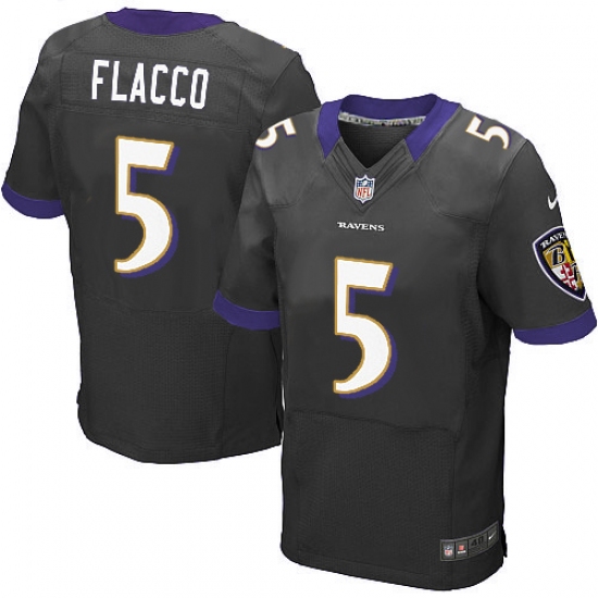 Men's Nike Baltimore Ravens #5 Joe Flacco Elite Black Alternate NFL Jersey - Ujersey