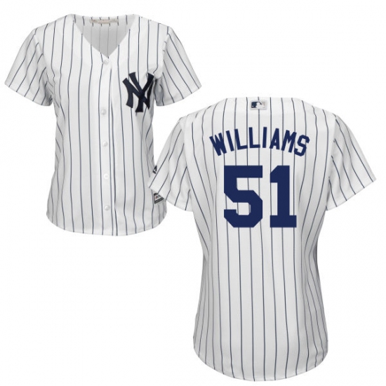 Women's Majestic New York Yankees #51 Bernie Williams Authentic White Home MLB Jersey - Ujersey