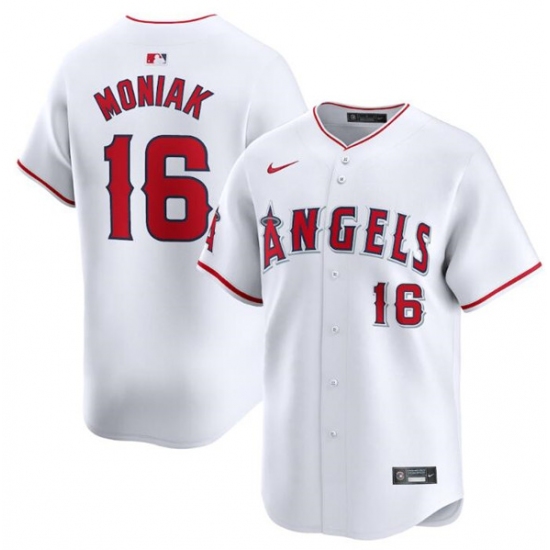 Men's Los Angeles Angels #16 Mickey Moniak White Home Limited Baseball Stitched Jersey - Ujersey