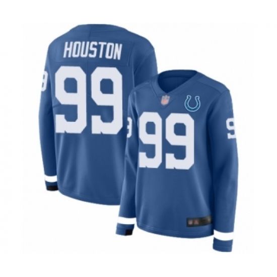 Women's Indianapolis Colts #99 Justin Houston Limited Blue Therma Long Sleeve Football Jersey - Ujersey