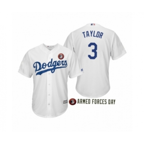 Men's 2019 Armed Forces Day Chris Taylor #3 Los Angeles Dodgers White Jersey - Ujersey