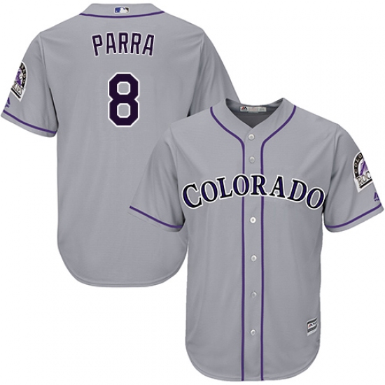 Youth Majestic Colorado Rockies #8 Gerardo Parra Replica Grey Road Cool Base MLB Jersey - Ujersey