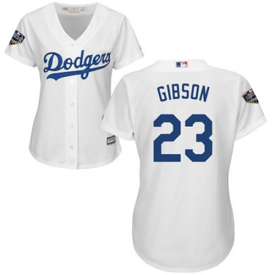 Women's Majestic Los Angeles Dodgers #23 Kirk Gibson Authentic White Home Cool Base 2018 World Series MLB Jersey - Ujersey