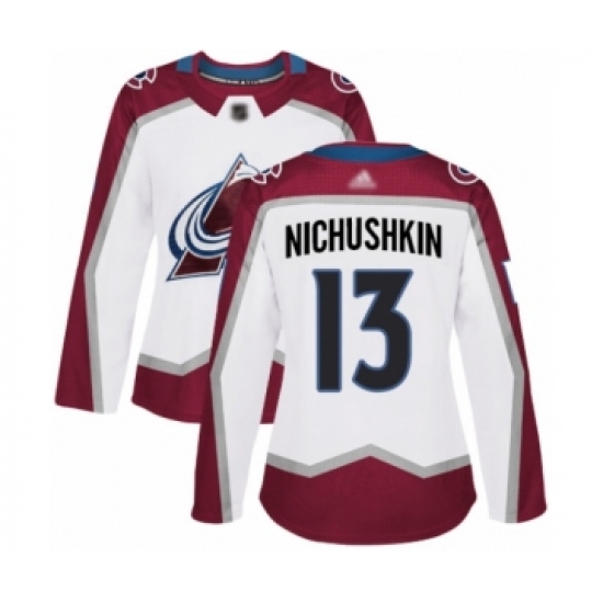 Women's Colorado Avalanche #13 Valeri Nichushkin Authentic White Away Hockey Jersey - Ujersey