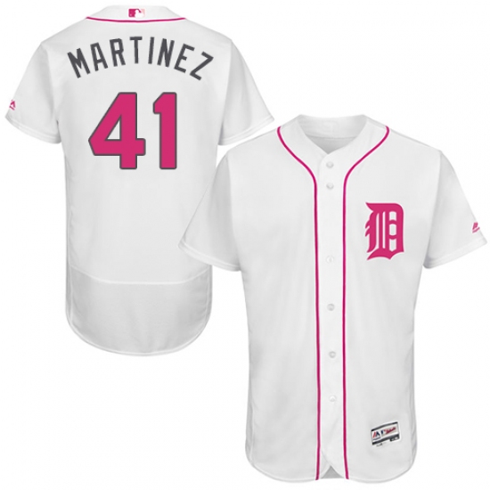 Men's Majestic Detroit Tigers #41 Victor Martinez Authentic White 2016 Mother's Day Fashion Flex Base MLB Jersey - Ujersey