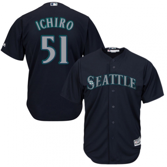 Men's Majestic Seattle Mariners #51 Ichiro Suzuki Replica Navy Blue Alternate 2 Cool Base MLB Jersey - Ujersey