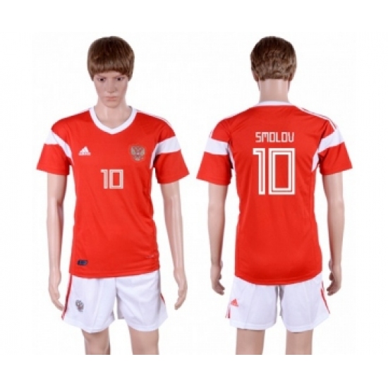 Russia #10 Smolov Home Soccer Country Jersey