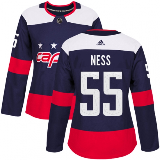 Women's Adidas Washington Capitals #55 Aaron Ness Authentic Navy Blue 2018 Stadium Series NHL Jersey - Ujersey
