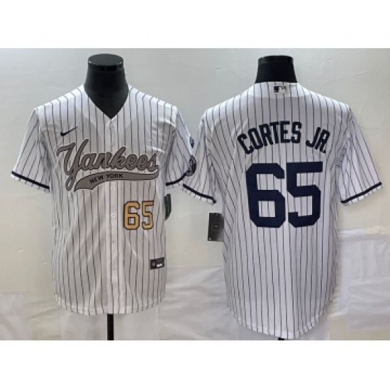 Men's New York Yankees #65 Nestor Cortes Jr Number White Cool Base Stitched Baseball Jersey - Ujersey