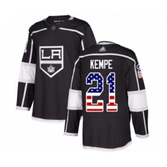 Youth Los Angeles Kings #21 Mario Kempe Authentic Black USA Flag Fashion Hockey Jersey - Ujersey