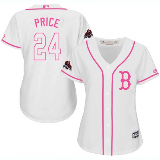 Women's Majestic Boston Red Sox #24 David Price Authentic White Fashion 2018 World Series Champions MLB Jersey - Ujersey