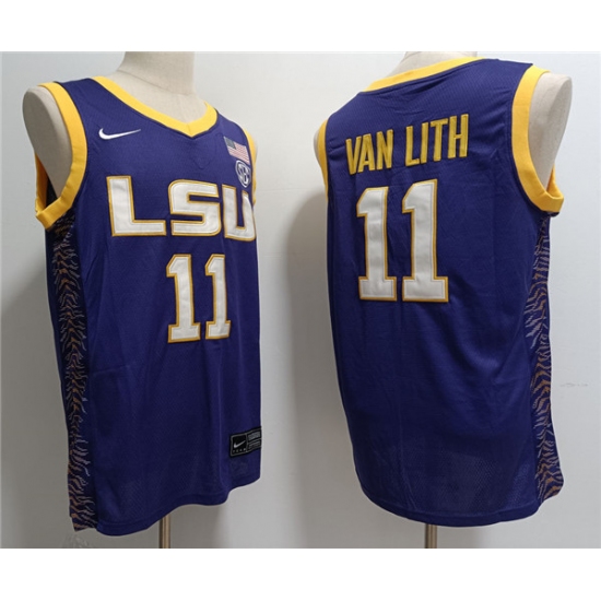 Men's LSU Tigers #11 Hailey Van Lith Purple Stitched Jersey - Ujersey