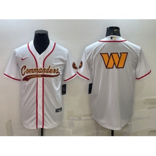 Men's Washington Commanders White Team Big Logo With Patch Cool Base Stitched Baseball Jersey - Ujersey