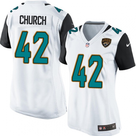 Women's Nike Jacksonville Jaguars #42 Barry Church Game White NFL Jersey - Ujersey