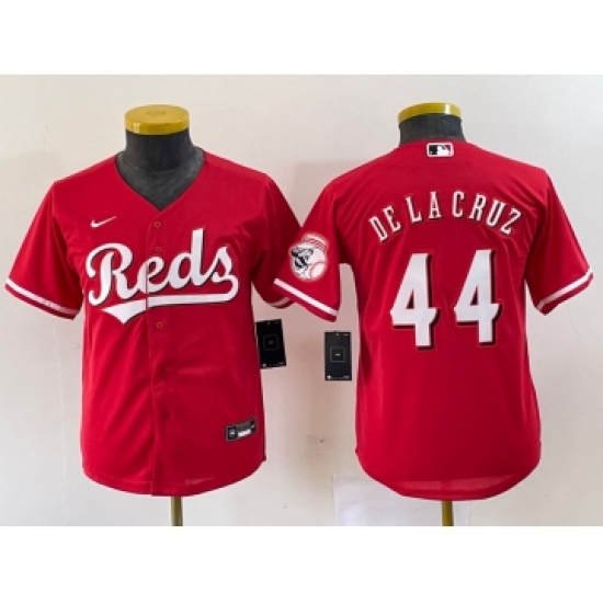 Youth Nike Cincinnati Reds #44 Elly De La Cruz Red Cool Base Stitched Baseball Jersey - Ujersey