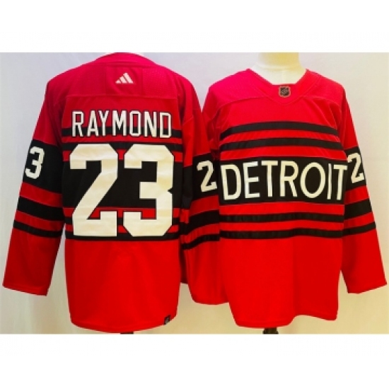 Men's Detroit Red Wings #23 Lucas Raymond Red 2022-23 Reverse Retro Stitched Jersey - Ujersey