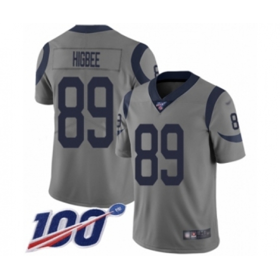 Youth Los Angeles Rams #89 Tyler Higbee Limited Gray Inverted Legend 100th Season Football Jersey - Ujersey