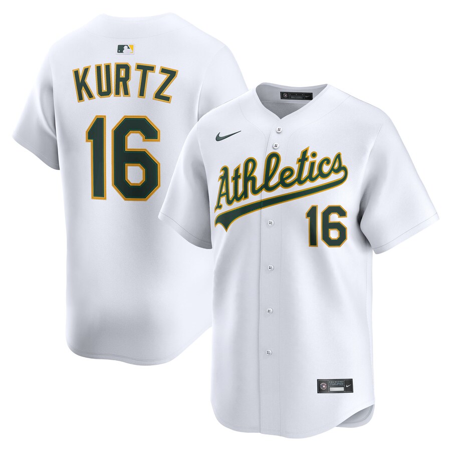 Men's Athletics Nick Kurtz Nike White Home Limited Player Jersey - Ujersey
