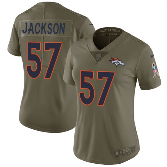 Women's Nike Denver Broncos #57 Tom Jackson Limited Olive 2017 Salute to Service NFL Jersey - Ujersey