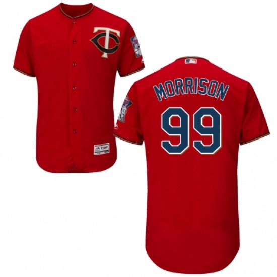 Men's Majestic Minnesota Twins #99 Logan Morrison Authentic Scarlet Alternate Flex Base Authentic Collection MLB Jersey - Ujersey
