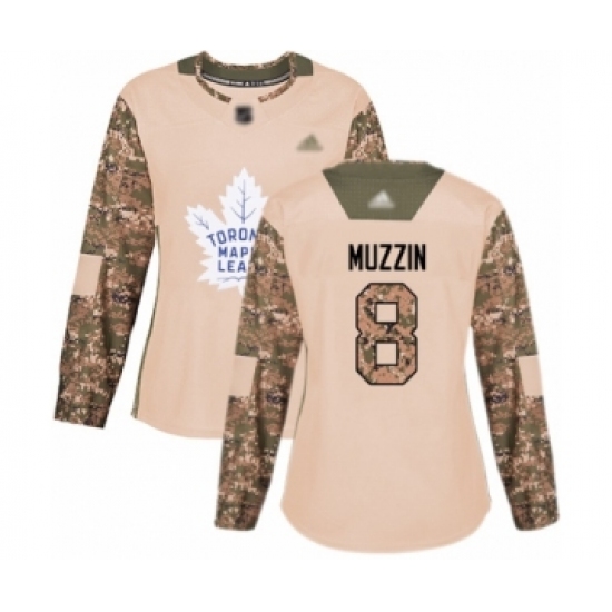 Women's Toronto Maple Leafs #8 Jake Muzzin Authentic Camo Veterans Day Practice Hockey Jersey - Ujersey