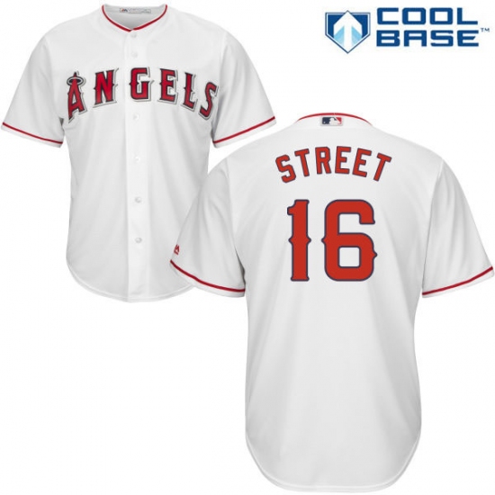 Men's Majestic Los Angeles Angels of Anaheim #16 Huston Street Replica White Home Cool Base MLB Jersey - Ujersey