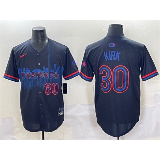 Men's Toronto Blue Jays #30 Alejandro Kirk Navy 2024 City Connect Limited Stitched Baseball Jersey - Ujersey