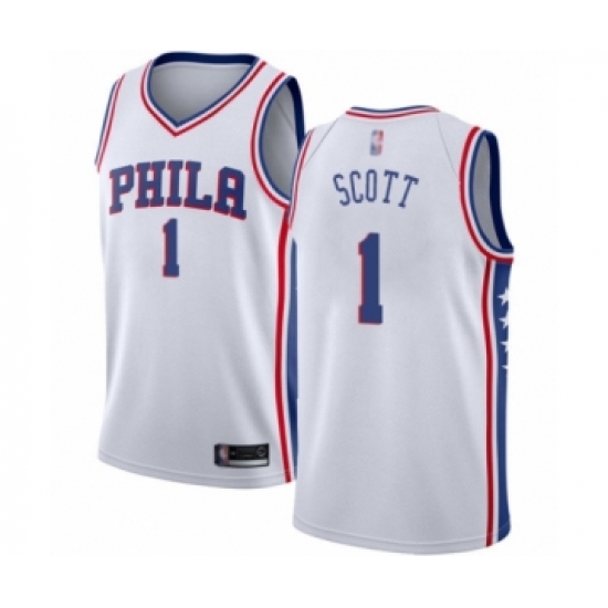 Men's Philadelphia 76ers #1 Mike Scott Authentic White Basketball Jersey - Association Edition - Ujersey