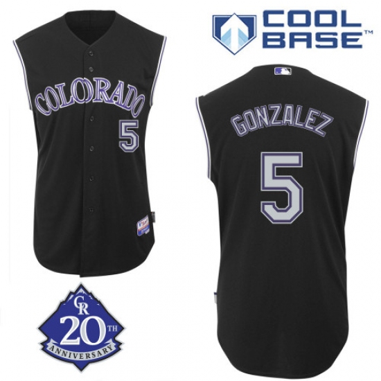 Men's Majestic Colorado Rockies #5 Carlos Gonzalez Replica Black Vest Style MLB Jersey - Ujersey