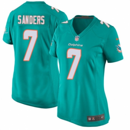 Women's Nike Miami Dolphins #7 Jason Sanders Game Aqua Green Team Color NFL Jersey - Ujersey