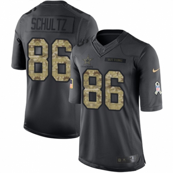Men's Nike Dallas Cowboys #86 Dalton Schultz Limited Black 2016 Salute to Service NFL Jersey - Ujersey