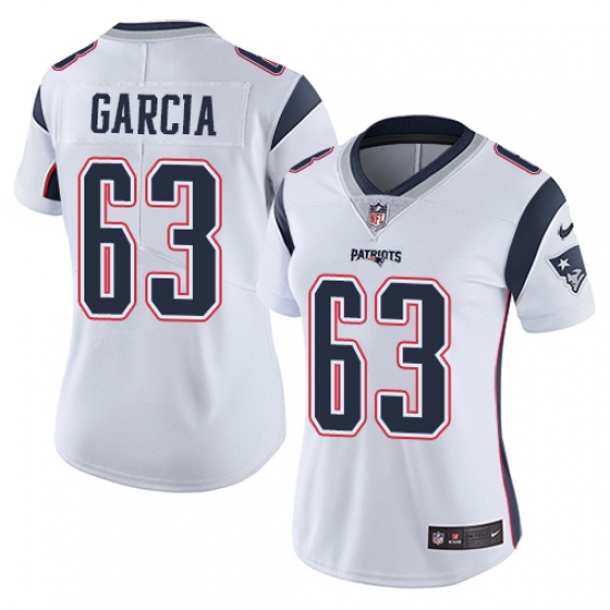 Women's Nike New England Patriots #63 Antonio Garcia White Vapor Untouchable Limited Player NFL Jersey - Ujersey