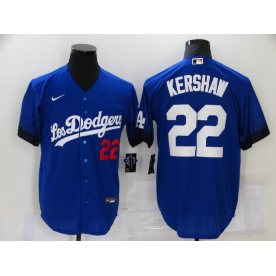 Men's Los Angeles Dodgers #22 Clayton Kershaw Blue Game City Player Jersey - Ujersey