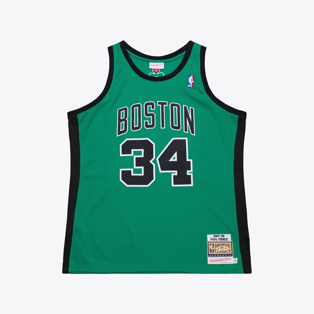 Men's Boston Celtics Paul Pierce Mitchell & Ness Kelly Green 2007-08 Hardwood Classics Authentic Jersey