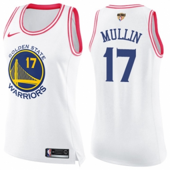 Women's Nike Golden State Warriors #17 Chris Mullin Swingman White/Pink Fashion 2018 NBA Finals Bound NBA Jersey - Ujersey